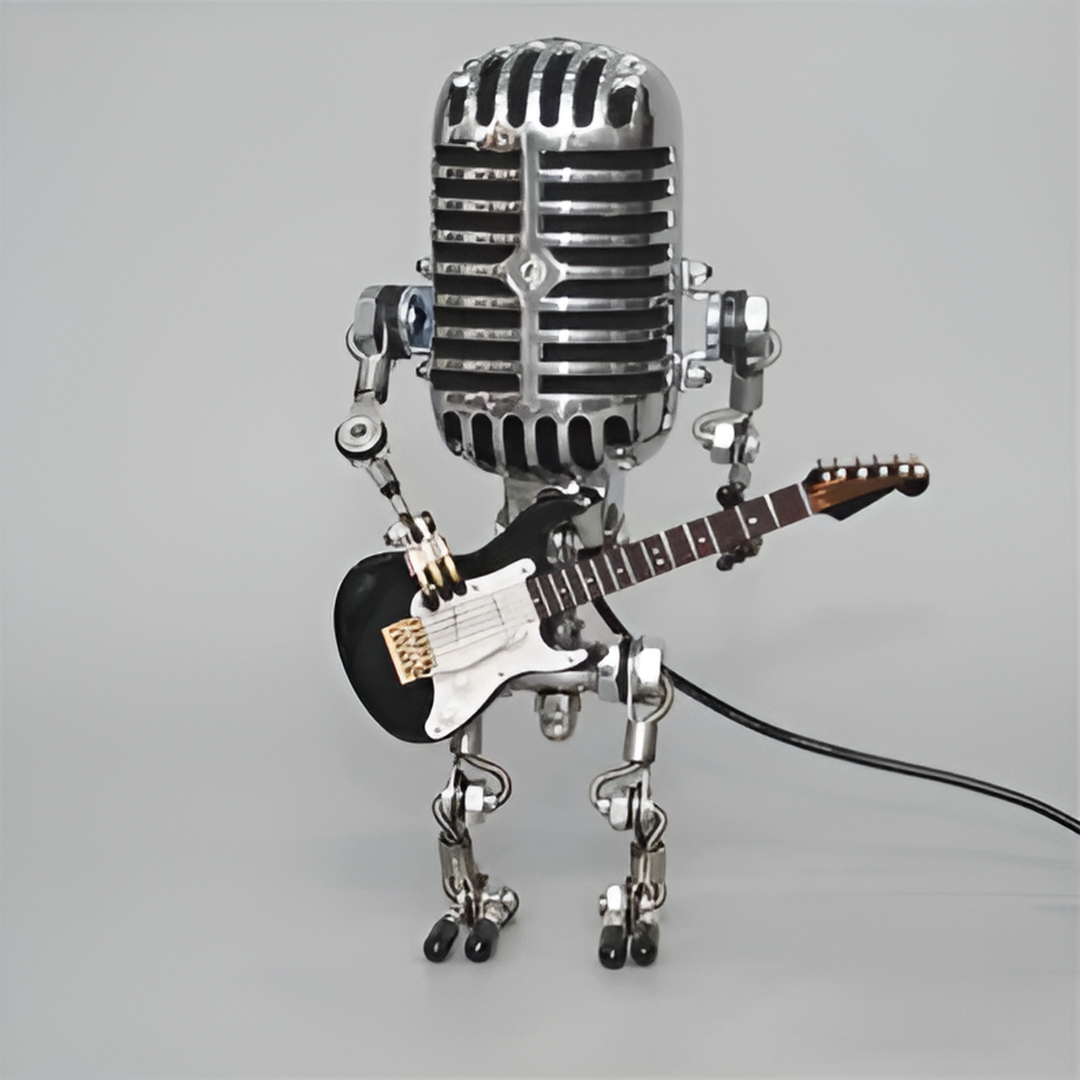 GuitarBot | Moderne Tischlampe im Roboterdesign mit dimmbarem Licht