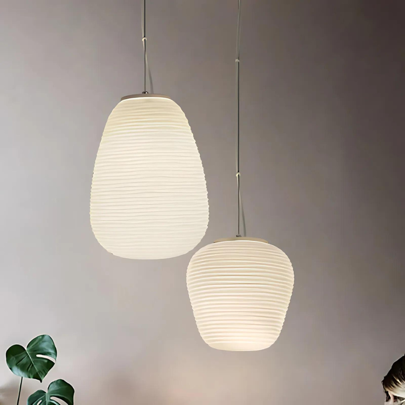 CocoonGlow | Moderne Pendelleuchte aus geriffeltem Glas