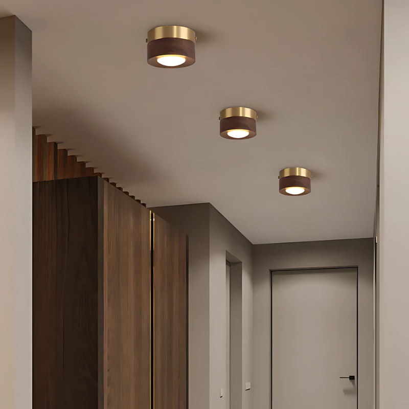 WoodenGlow | Walnuss-Deckenlampe mit LED-Strahler