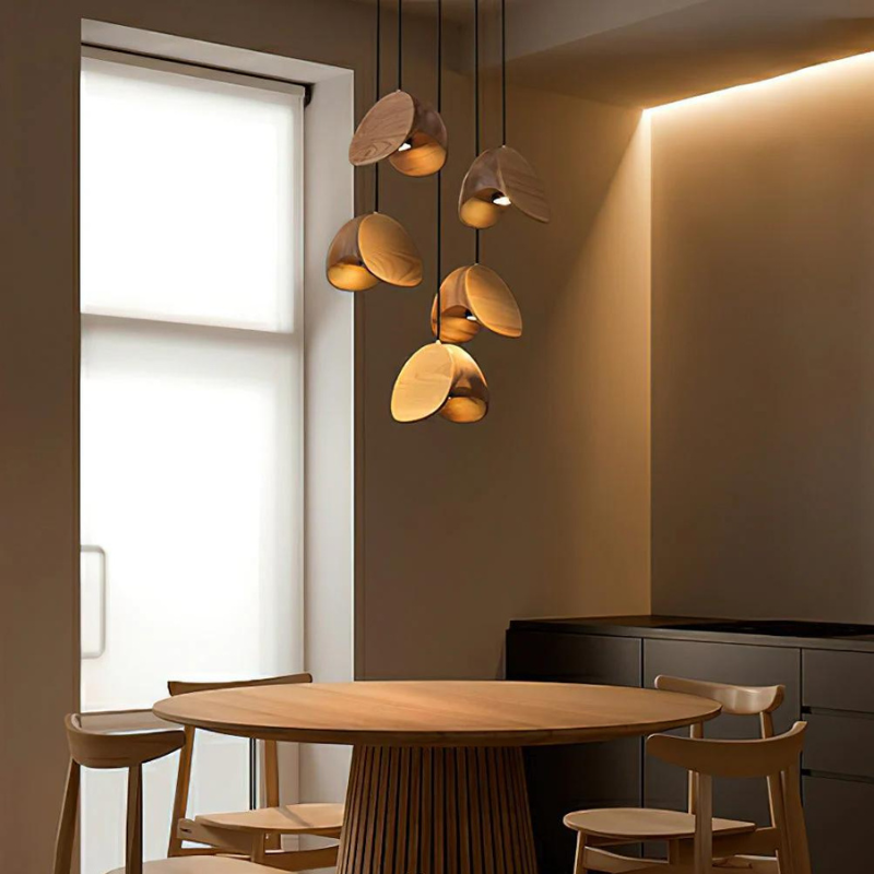 ClamLight | Elegante Pendelleuchte aus Holz mit warmem Licht