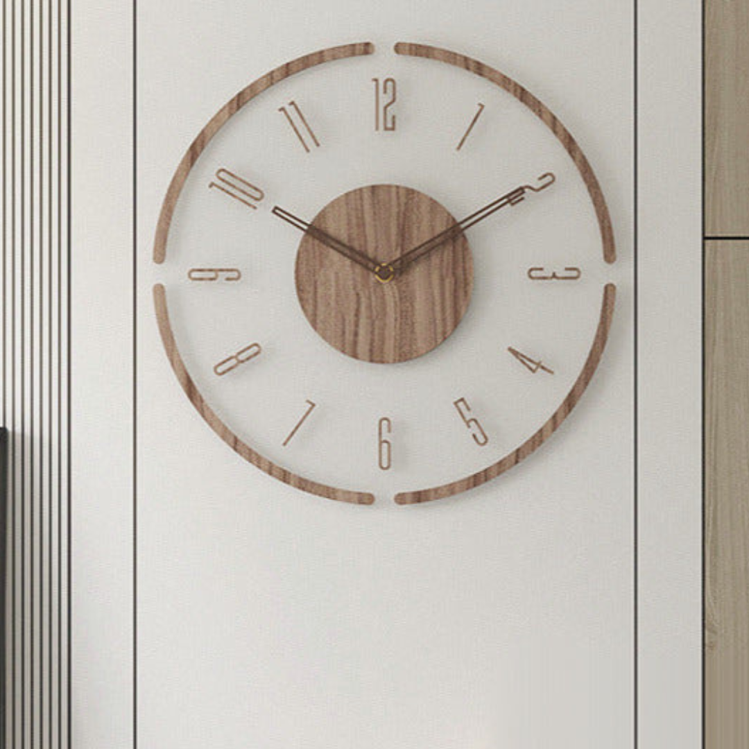 Minimalistische Nordische Wanduhr aus echtholz, 35cm