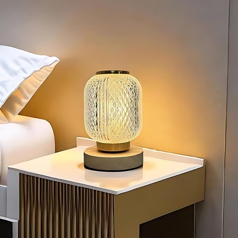 CrystalShine | Elegante nordische LED-Tischlampe aus Kristall und Holz
