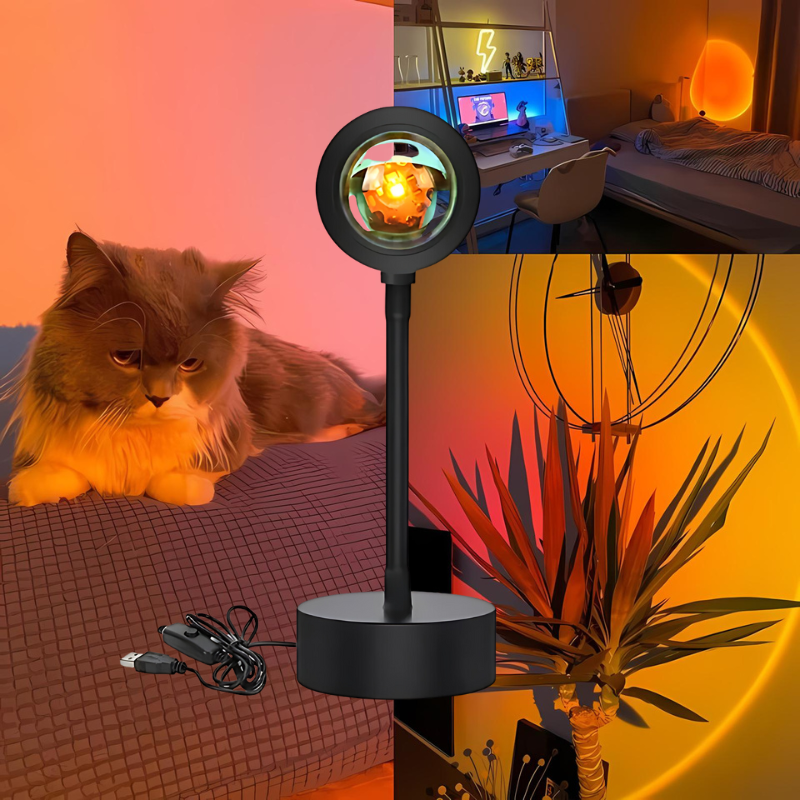 SunsetGleam | LED-Tischlampe mit Sonnenuntergangs-Effekt