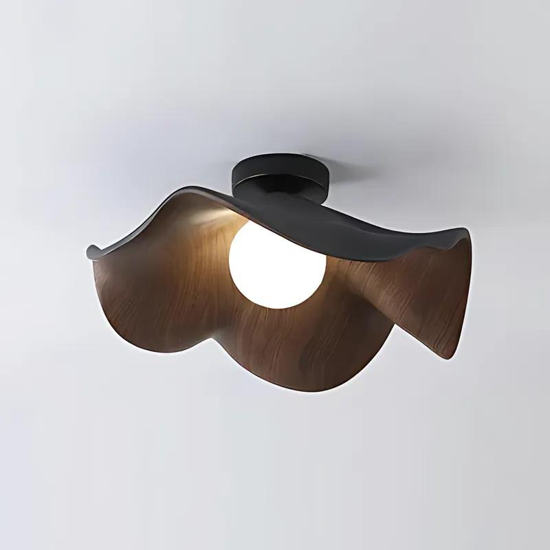 LotusLight | Elegante Nordic Deckenleuchte aus Holz und Harz