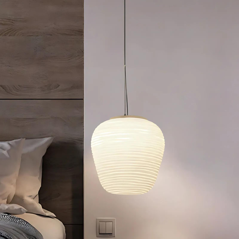 CocoonGlow | Moderne Pendelleuchte aus geriffeltem Glas