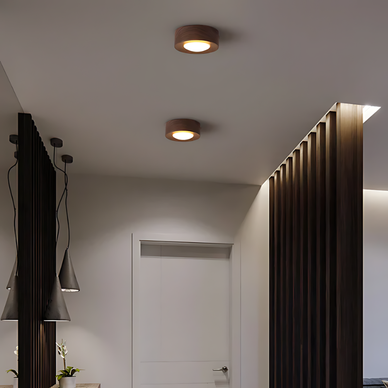 WoodenGlow | Walnuss-Deckenlampe mit LED-Strahler