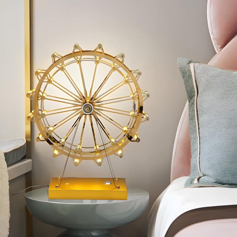 LightFerris | Elegante Tischlampe aus goldenem Eisen mit LED und Touch-Schalter