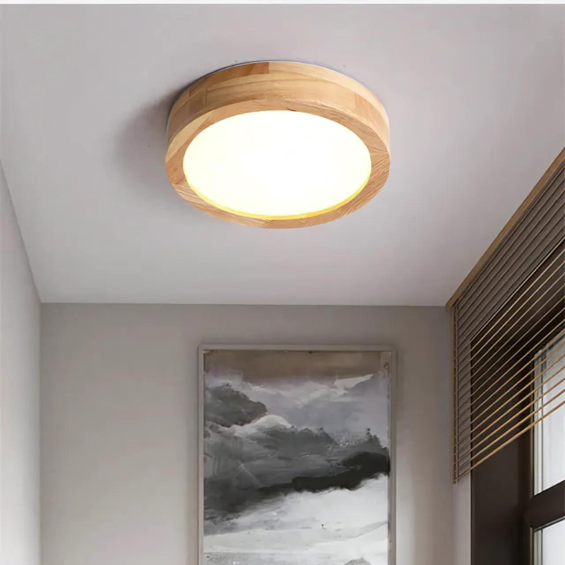 NordicLuxury | Runde Scandinavian Holz Deckenleuchte