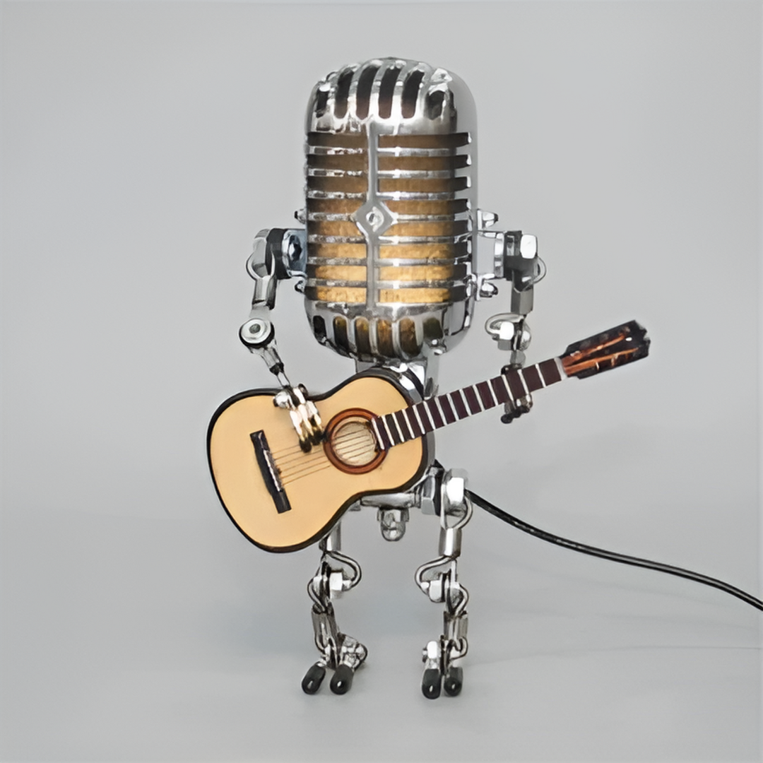 GuitarBot | Moderne Tischlampe im Roboterdesign mit dimmbarem Licht