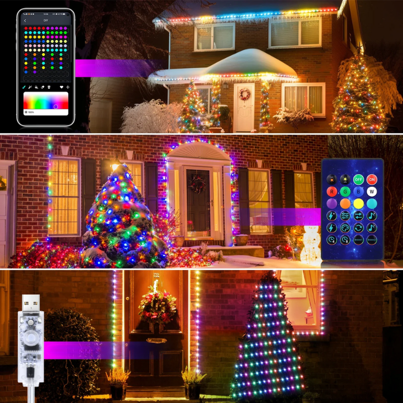 Festtagszauber | Mehrfarbige RGB Lichterkette für Weihnachten und Feiern