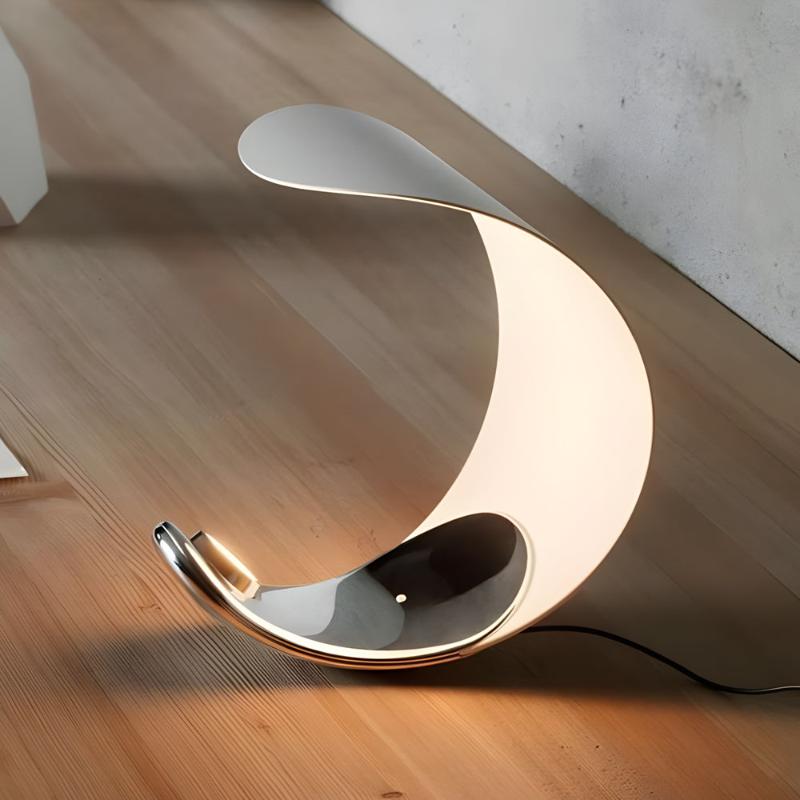 LunarLamp | Elegante mondförmige LED-Tischleuchte aus Aluminium mit Touch-Dimmer