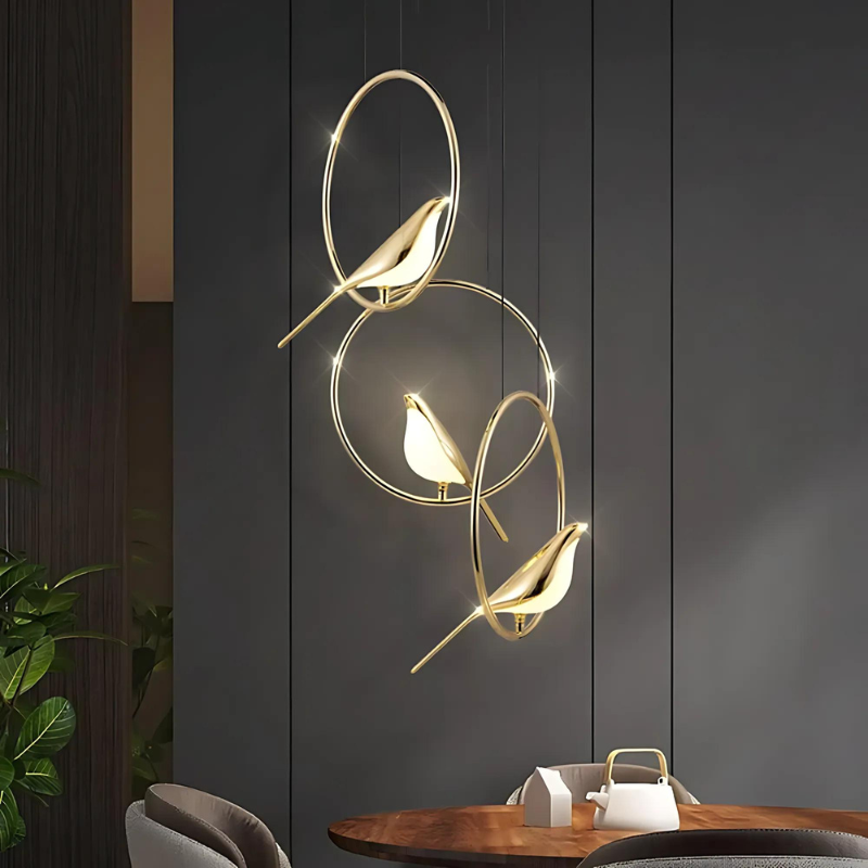 BirdGleam | Kreative LED Pendelleuchte mit eleganten Ringen