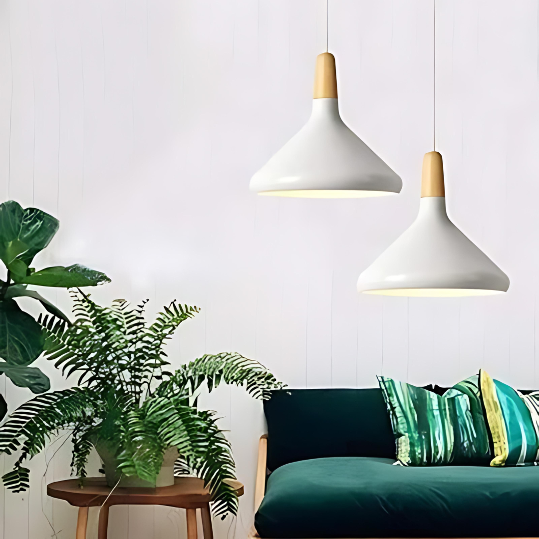 GleamLamp | Einzigartige Esstischlampe mit Holzakzent