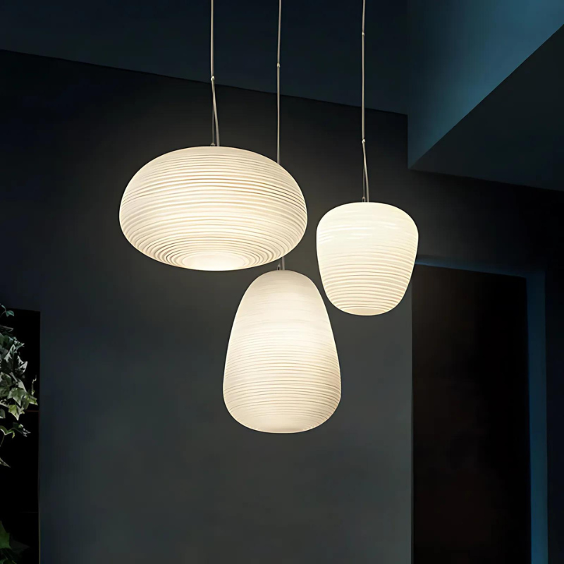 CocoonGlow | Moderne Pendelleuchte aus geriffeltem Glas