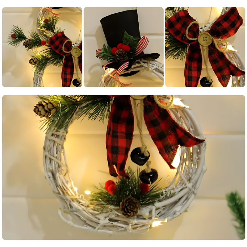 SnowCharm | Weihnachts-Schneemann-Girlande mit LED-Beleuchtung