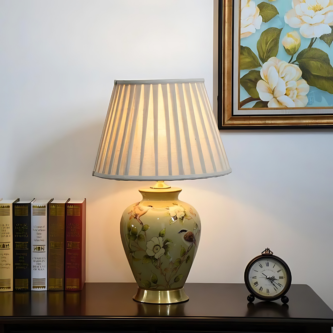 FloraLight | Keramik Tischlampe Asiatischer Stil