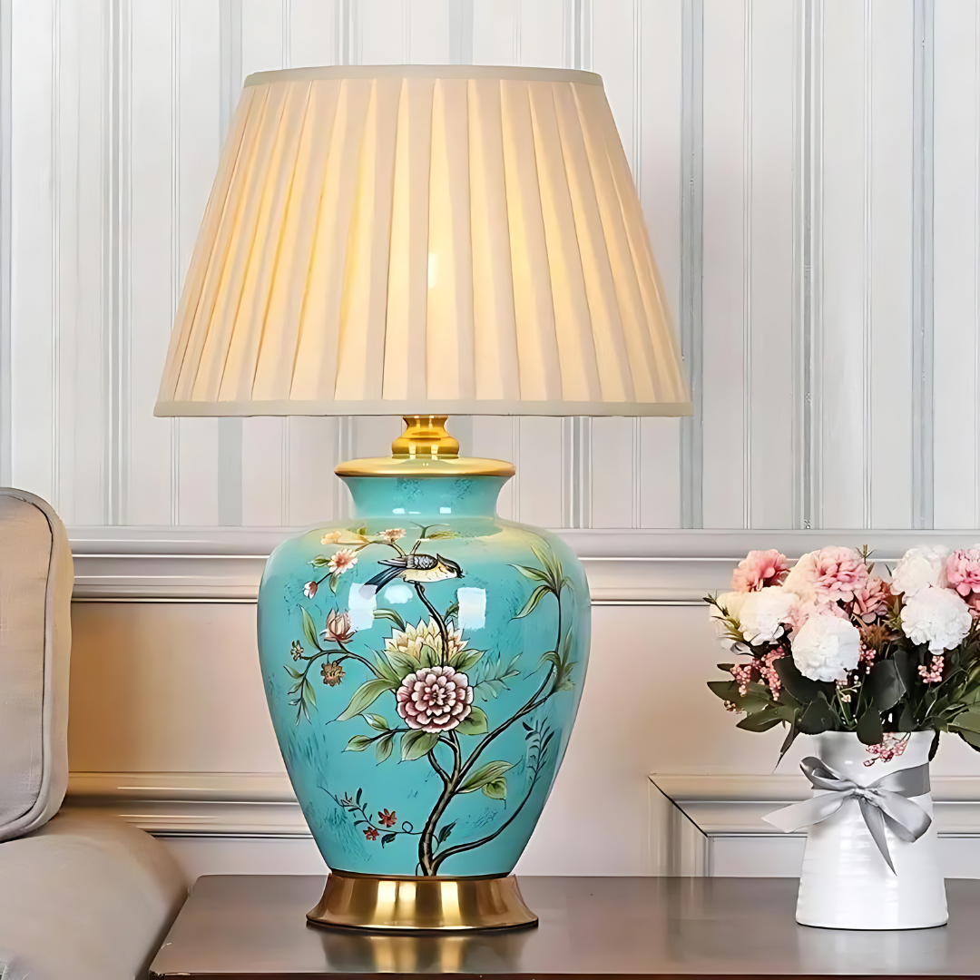 FloraLight | Keramik Tischlampe Asiatischer Stil