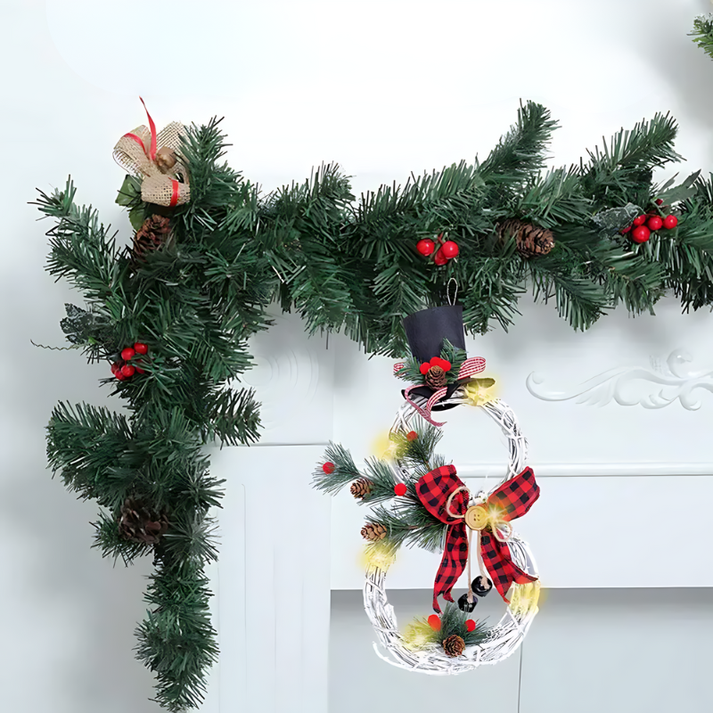 SnowCharm | Weihnachts-Schneemann-Girlande mit LED-Beleuchtung