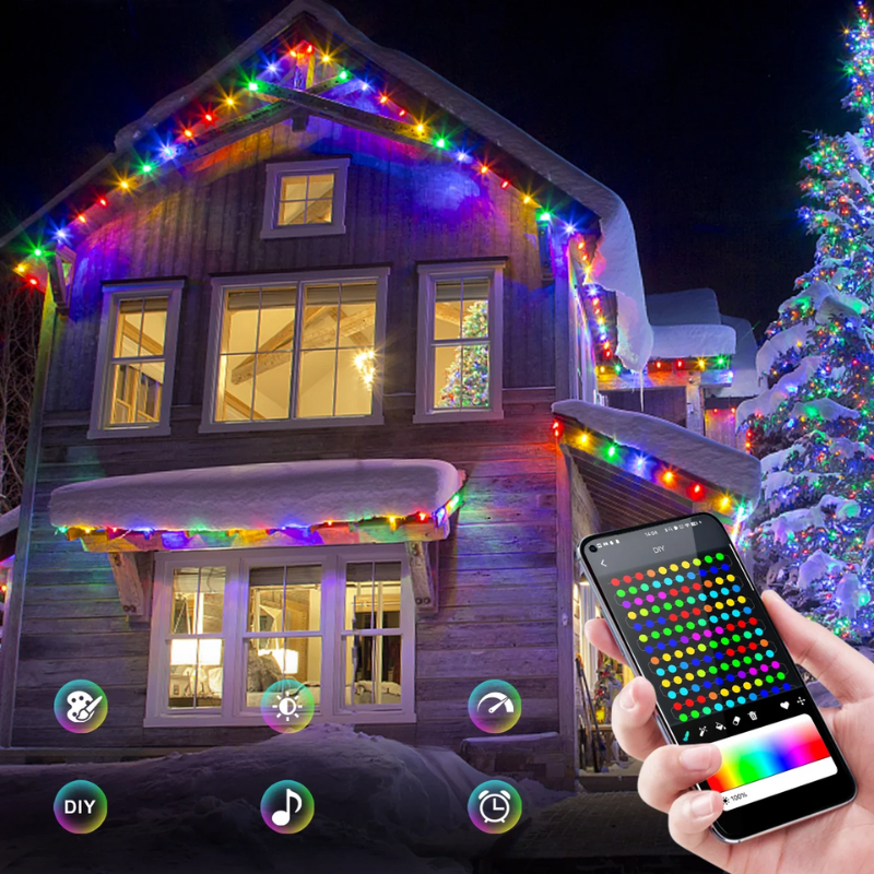 Festtagszauber | Mehrfarbige RGB Lichterkette für Weihnachten und Feiern