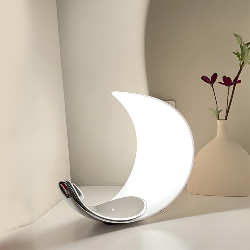 LunarLamp | Elegante mondförmige LED-Tischleuchte aus Aluminium mit Touch-Dimmer