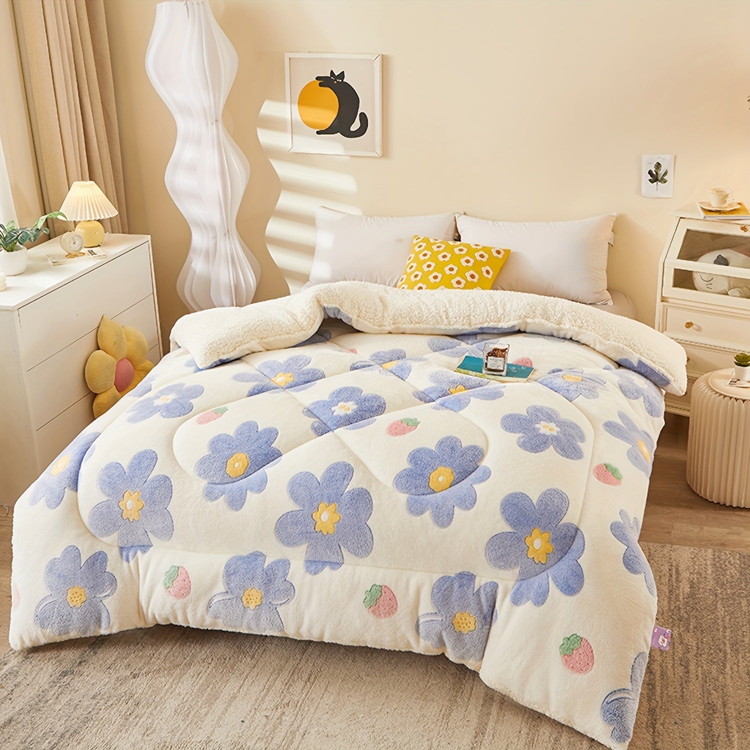 FloralSlate | Stilvolle Bettdecke mit floralem Muster