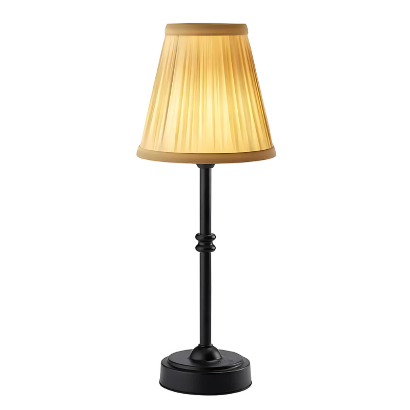 RetroFab | Kabellose LED Tischlampe mit stilvollem Stoffschirm