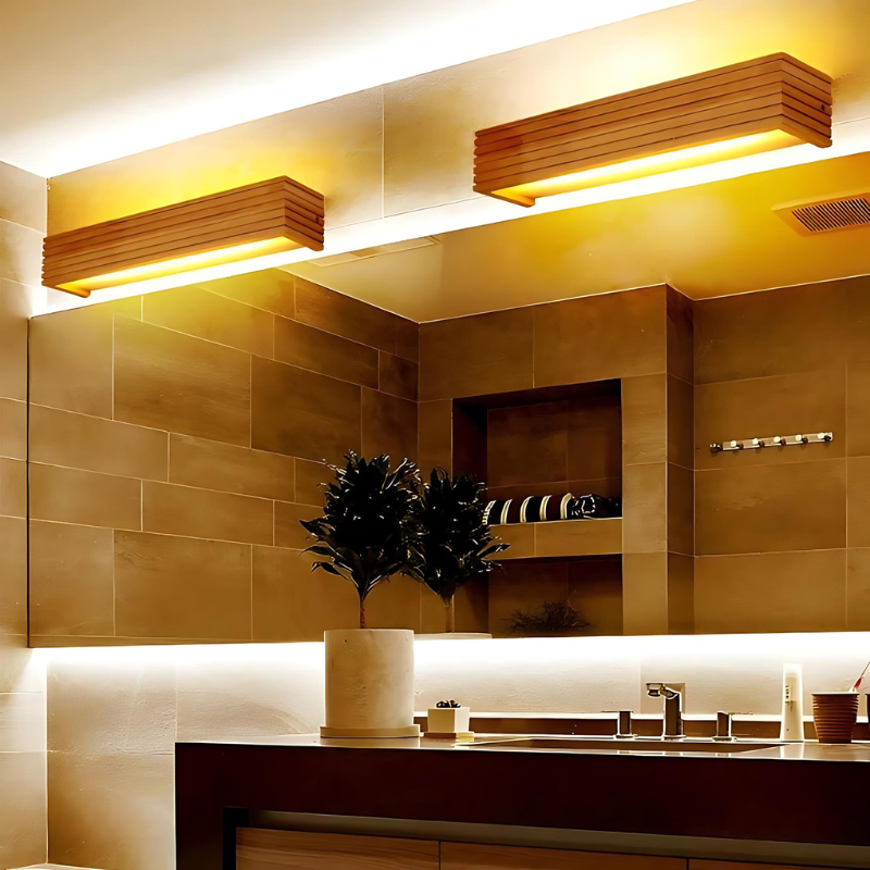 WoodFlare | Rechteckige wasserfeste LED-Wandlampe für Badezimmerbeleuchtung