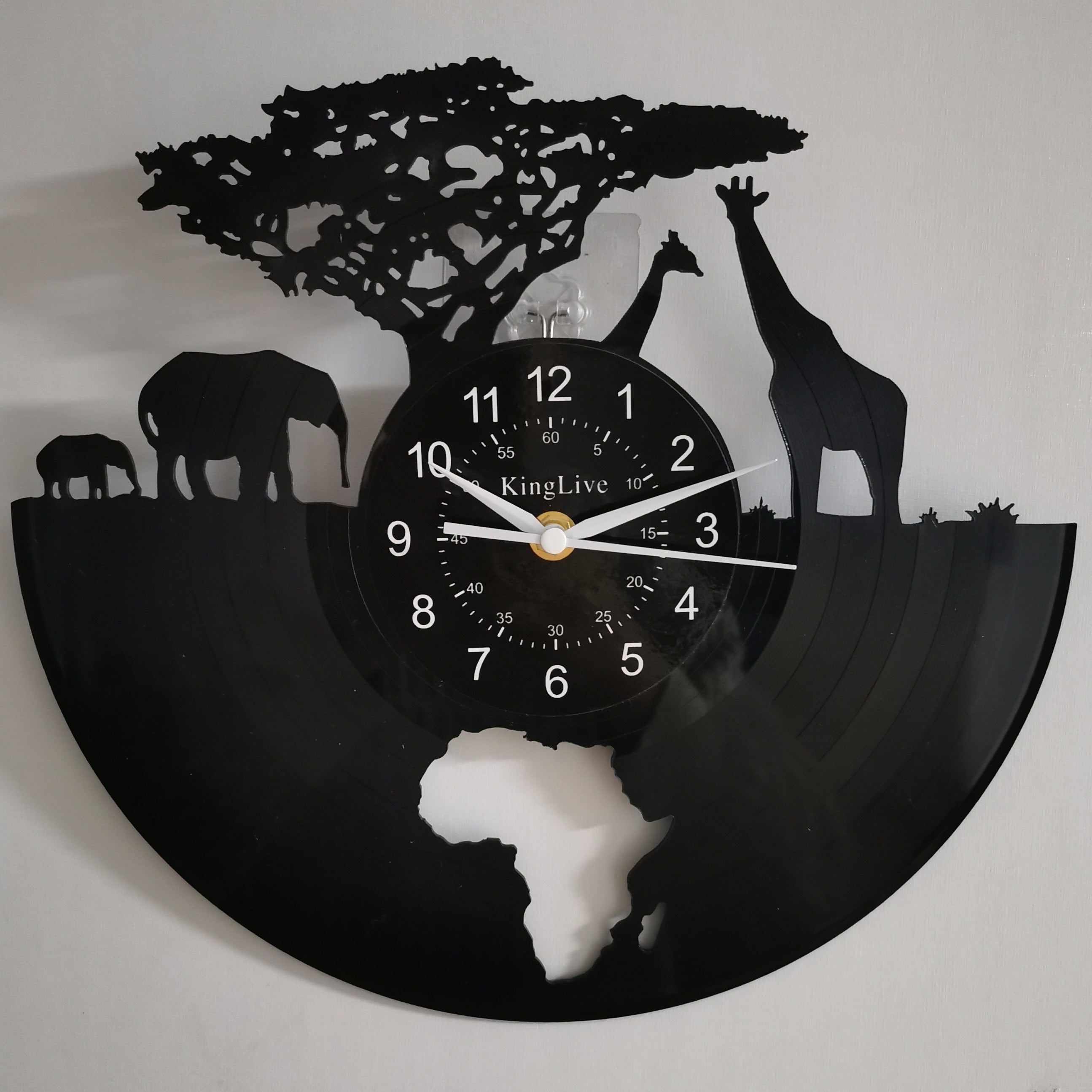 Vinyl-Uhr | Giraffen-Motiv Geräuschlose Wanduhr