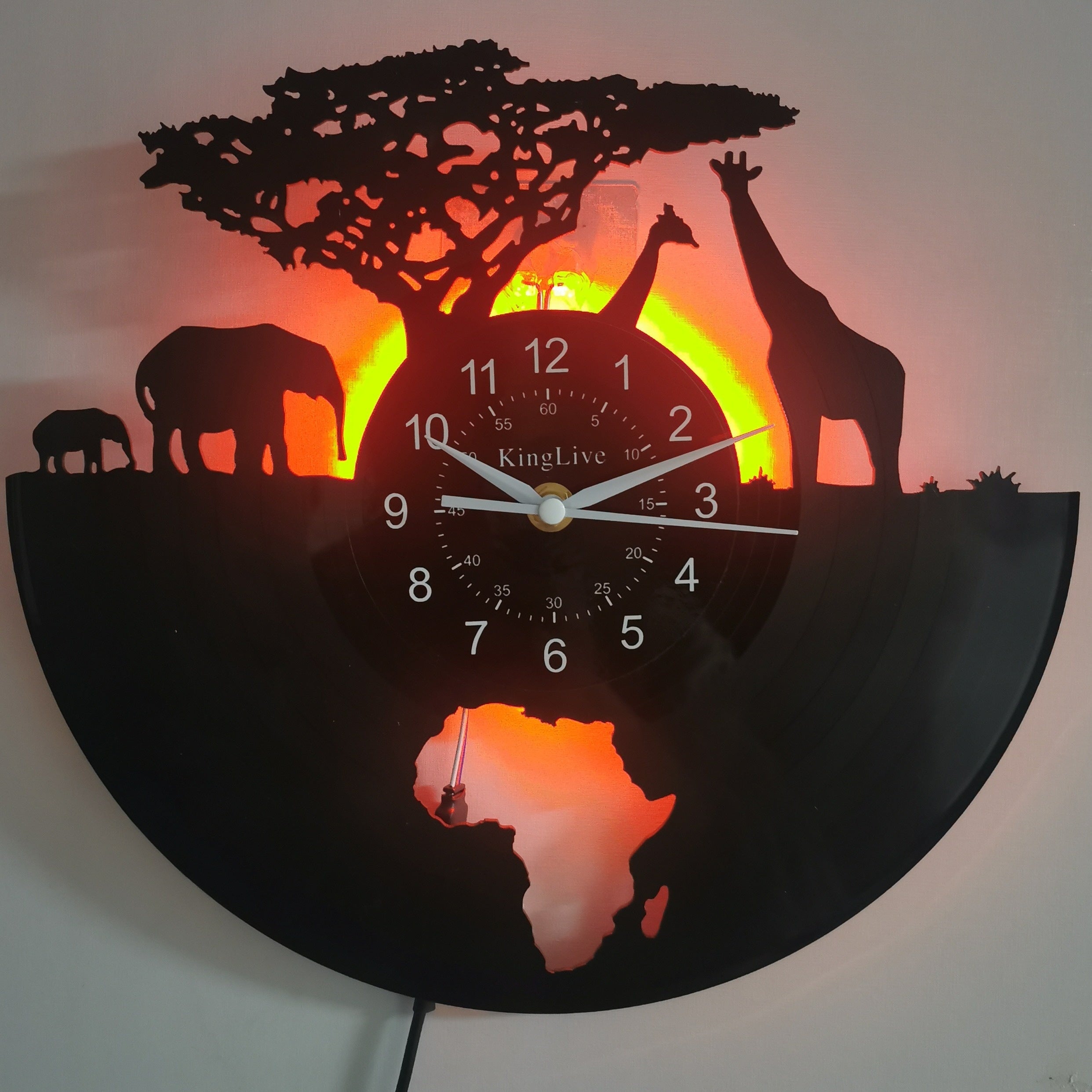 Vinyl-Uhr | Giraffen-Motiv Geräuschlose Wanduhr