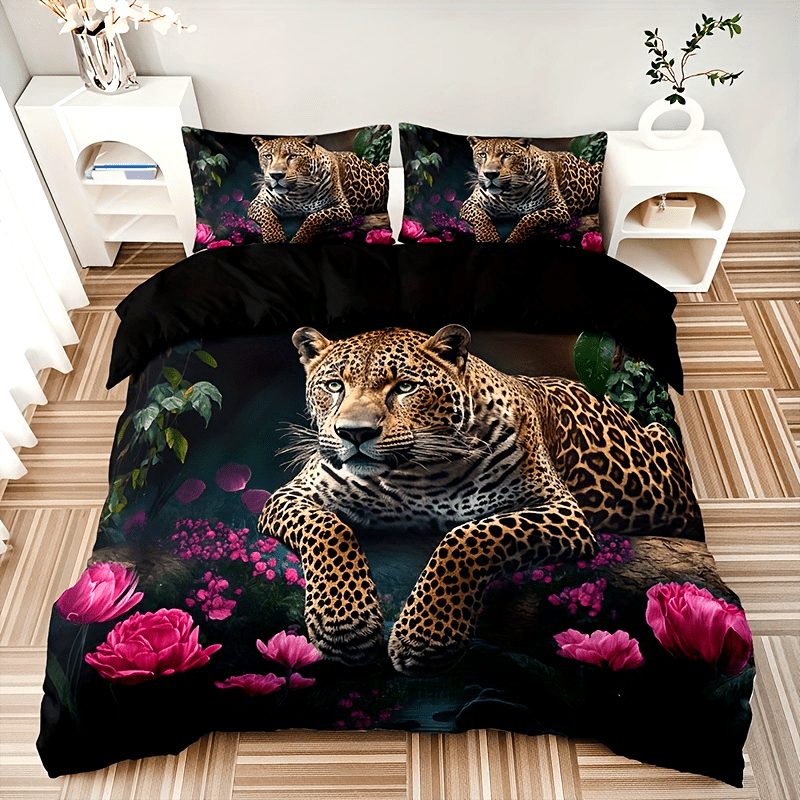 Wildcat | Dunkle Eleganz Bettwäsche mit Leopardenmuster