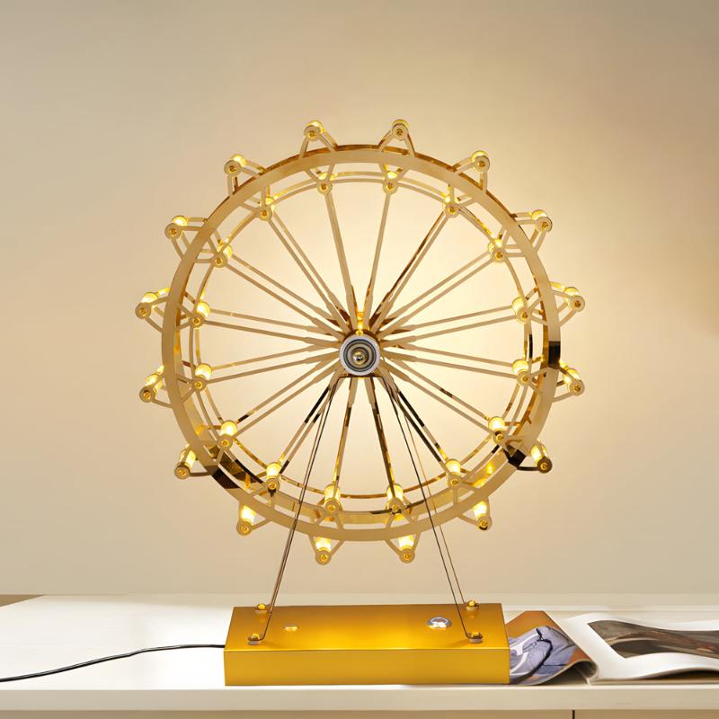 LightFerris | Elegante Tischlampe aus goldenem Eisen mit LED und Touch-Schalter