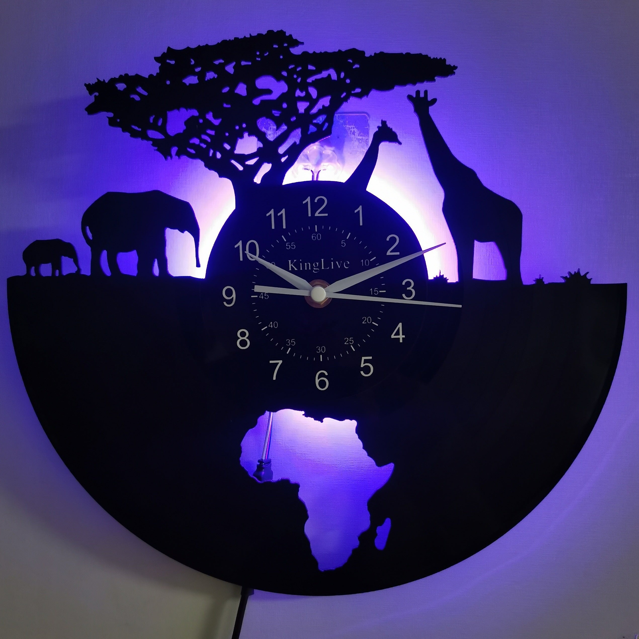 Vinyl-Uhr | Giraffen-Motiv Geräuschlose Wanduhr