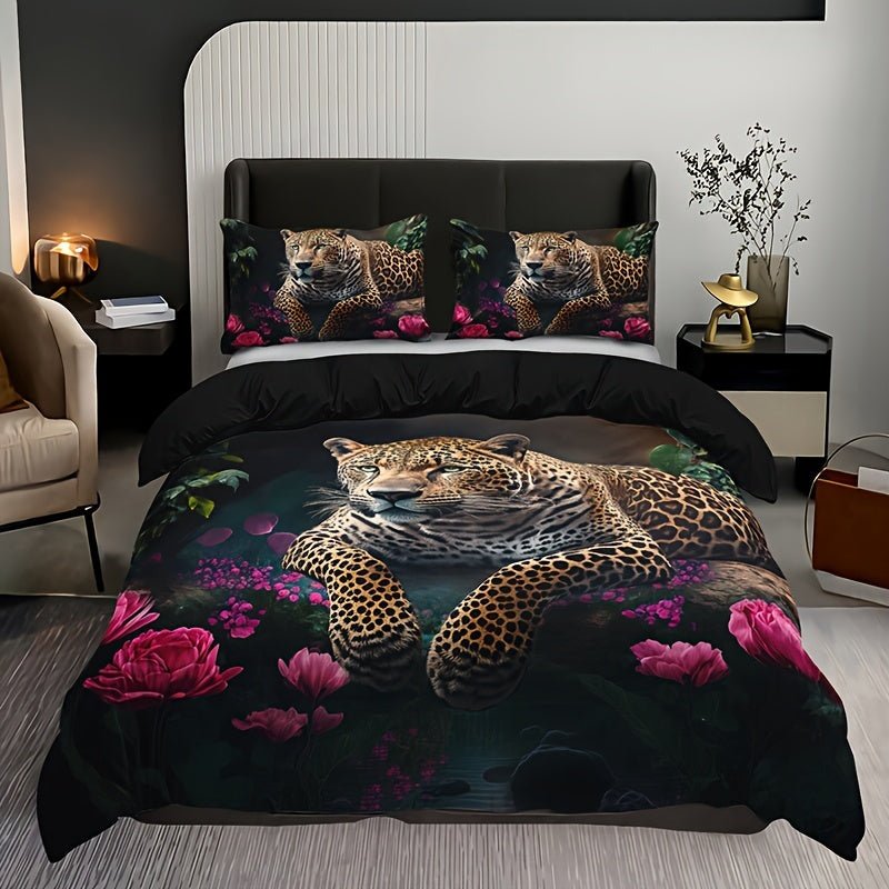Wildcat | Dunkle Eleganz Bettwäsche mit Leopardenmuster