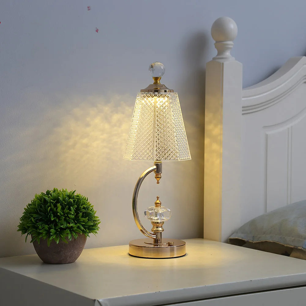 GoldenCrystal | Elegante Vintage-Kristall-Tischlampe
