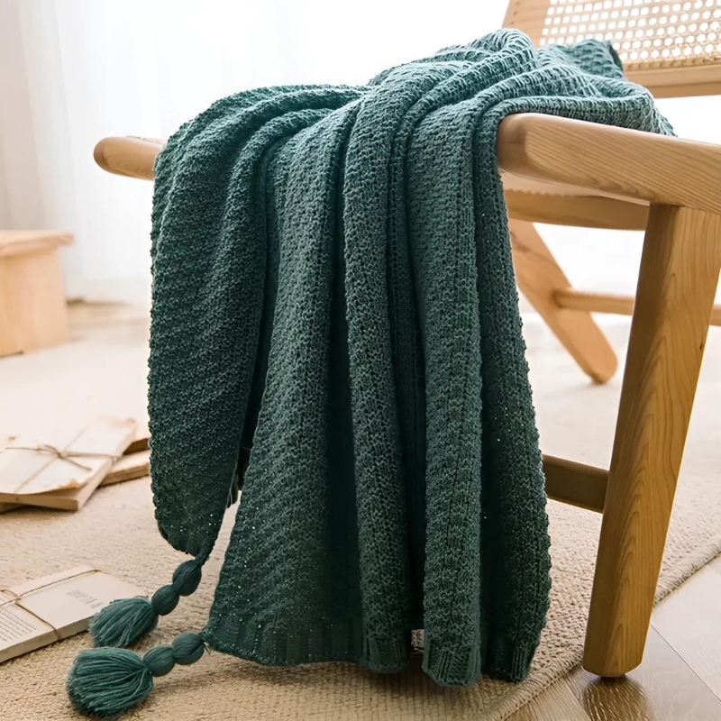 NordiCozy | Gestrickte Bettdecke mit eleganter Waffelstruktur