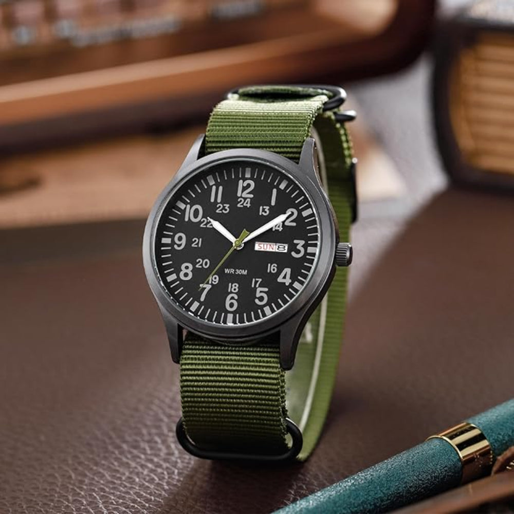 Armbanduhr Herren Outdoor Uhr Wasserdicht Militär Stil Nylonband