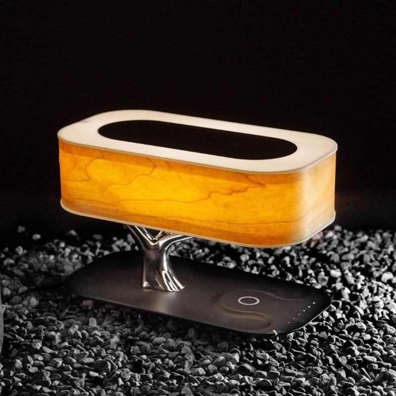 TreeLight | LED Tischleuchte mit kabellosem Laden und Bluetooth-Lautsprecher