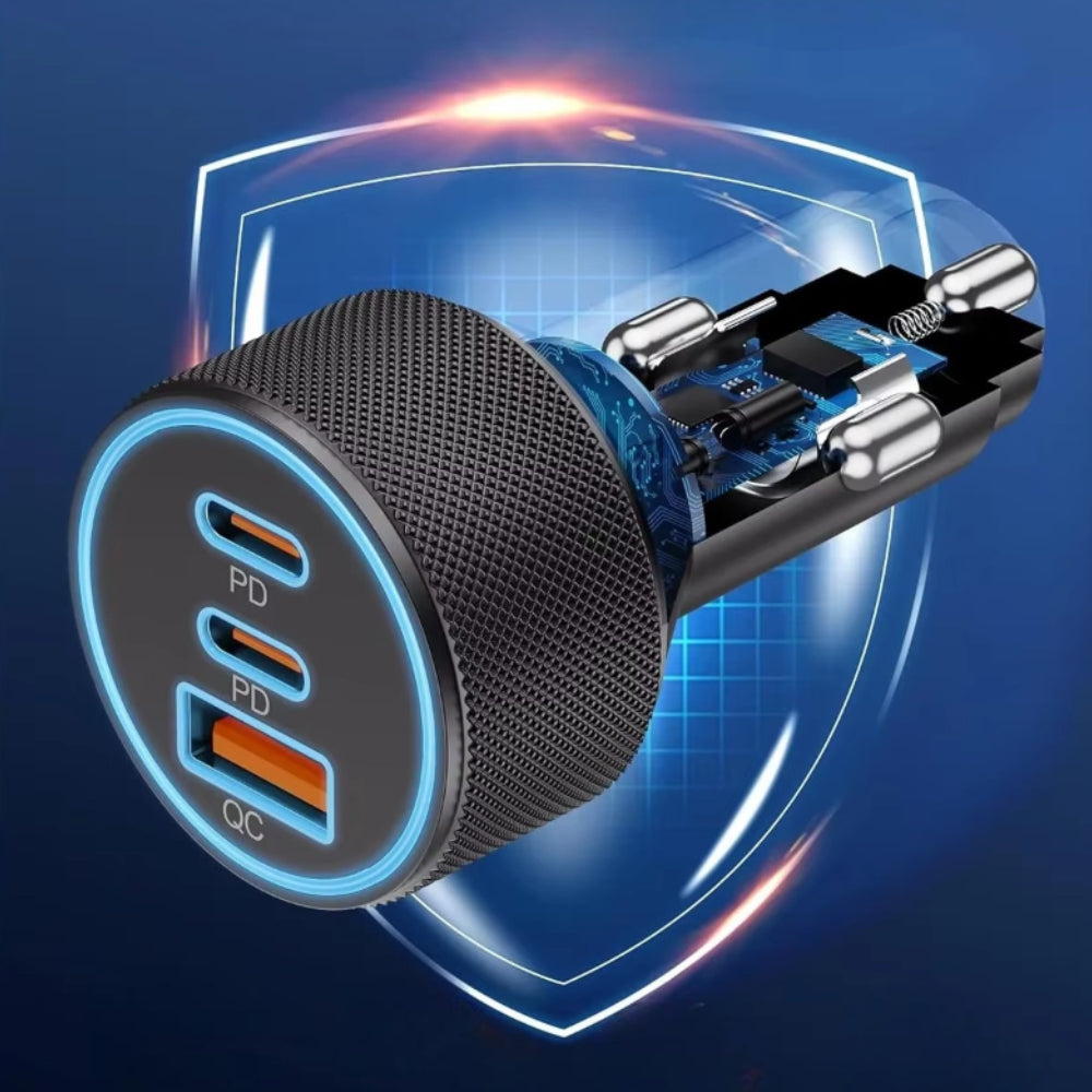 Auto Ladegerät USB C Adapter Schnellladen Mehrfach Anschluss Fahrzeug