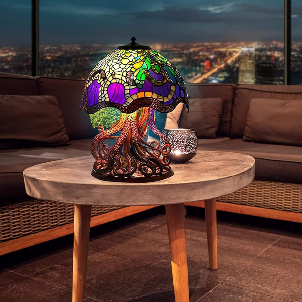 Bunte Glaslampe Tischlampe Lotus Kunst Beleuchtung 6