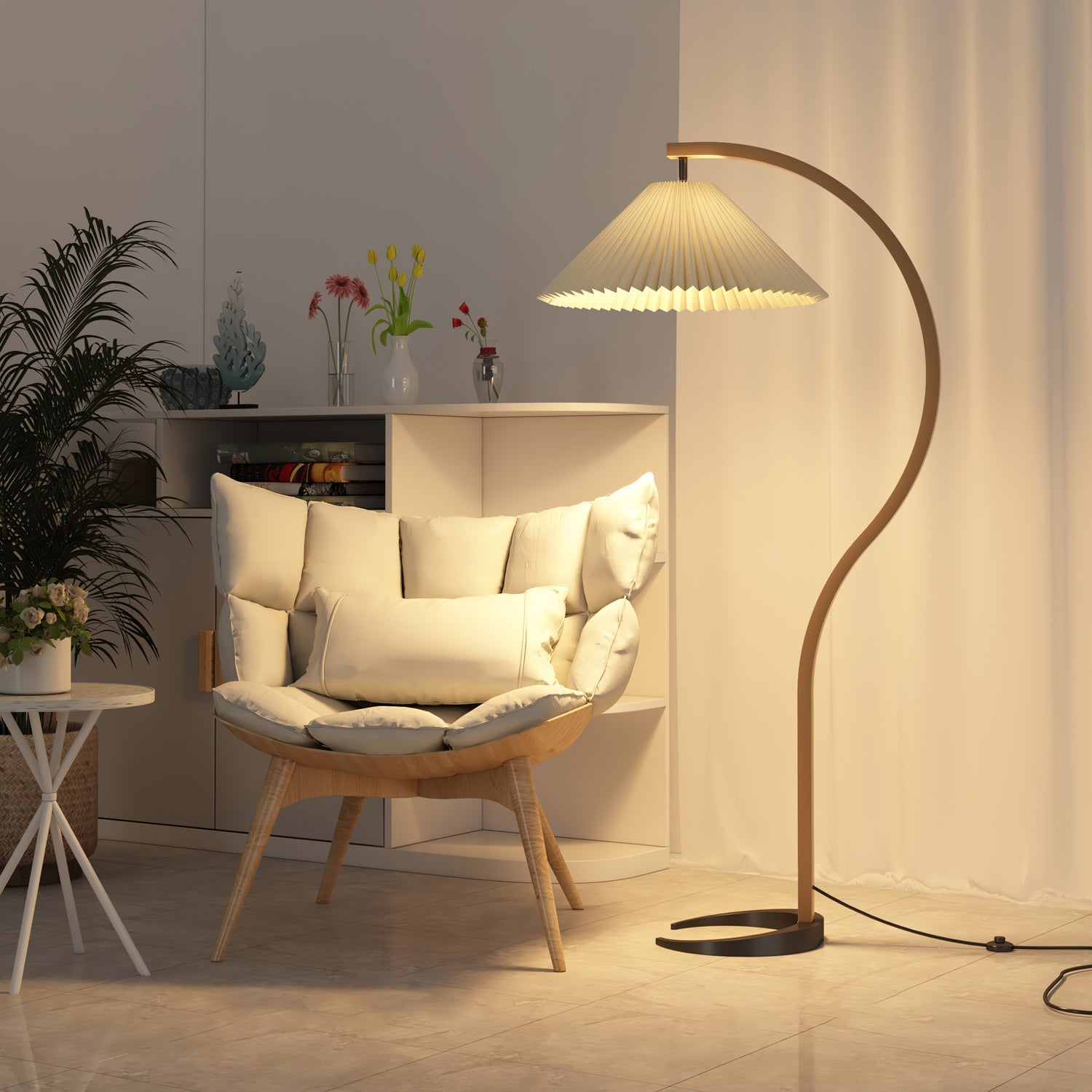 LunaGlow | Elegante skandinavische Stehleuchte aus Holz
