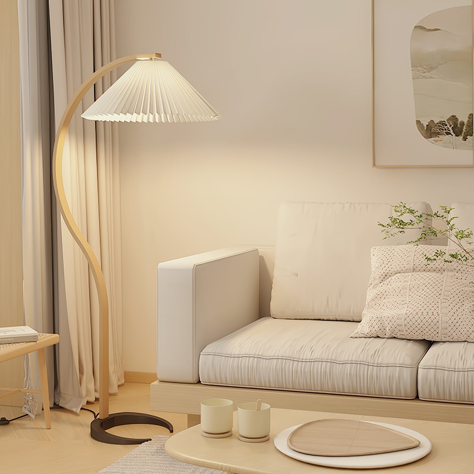 LunaGlow | Elegante skandinavische Stehleuchte aus Holz