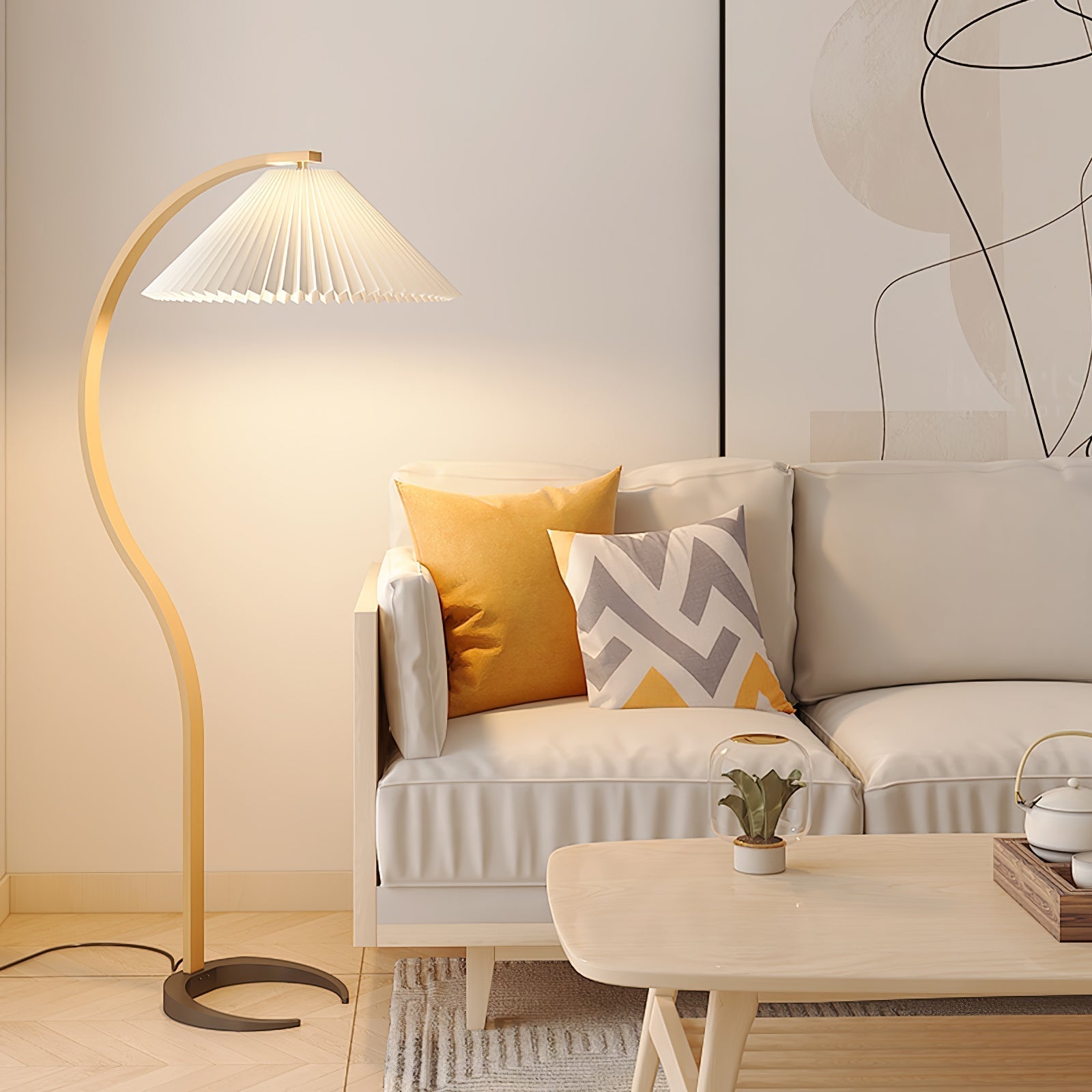 LunaGlow | Elegante skandinavische Stehleuchte aus Holz