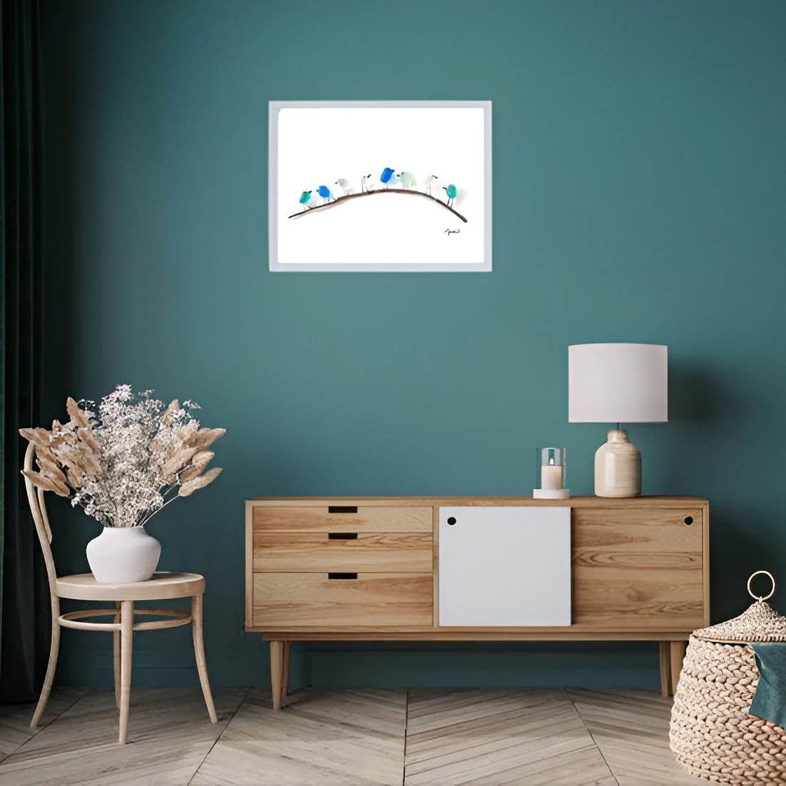 Coastal Love Notes Vogeldekoration Meerglas Kunstwerke 1