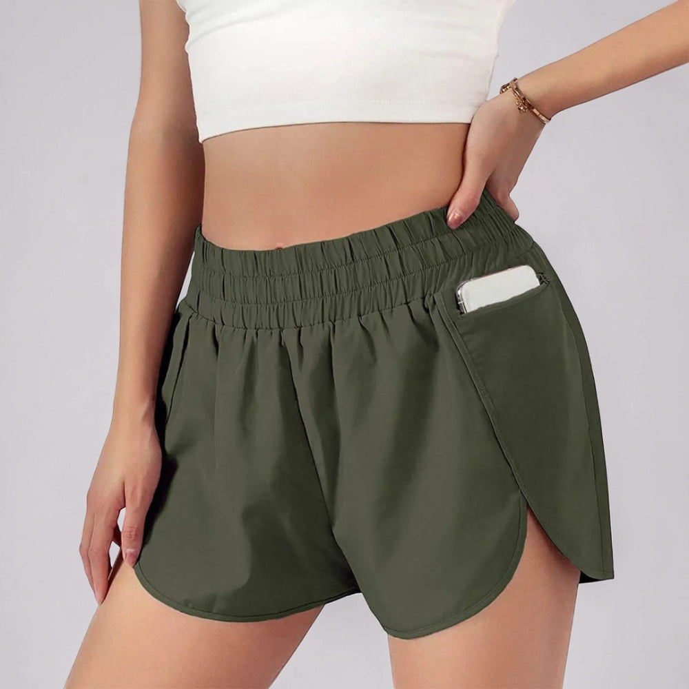 Damen Sportshorts Laufshorts High Waist Fitness Gym Shorts