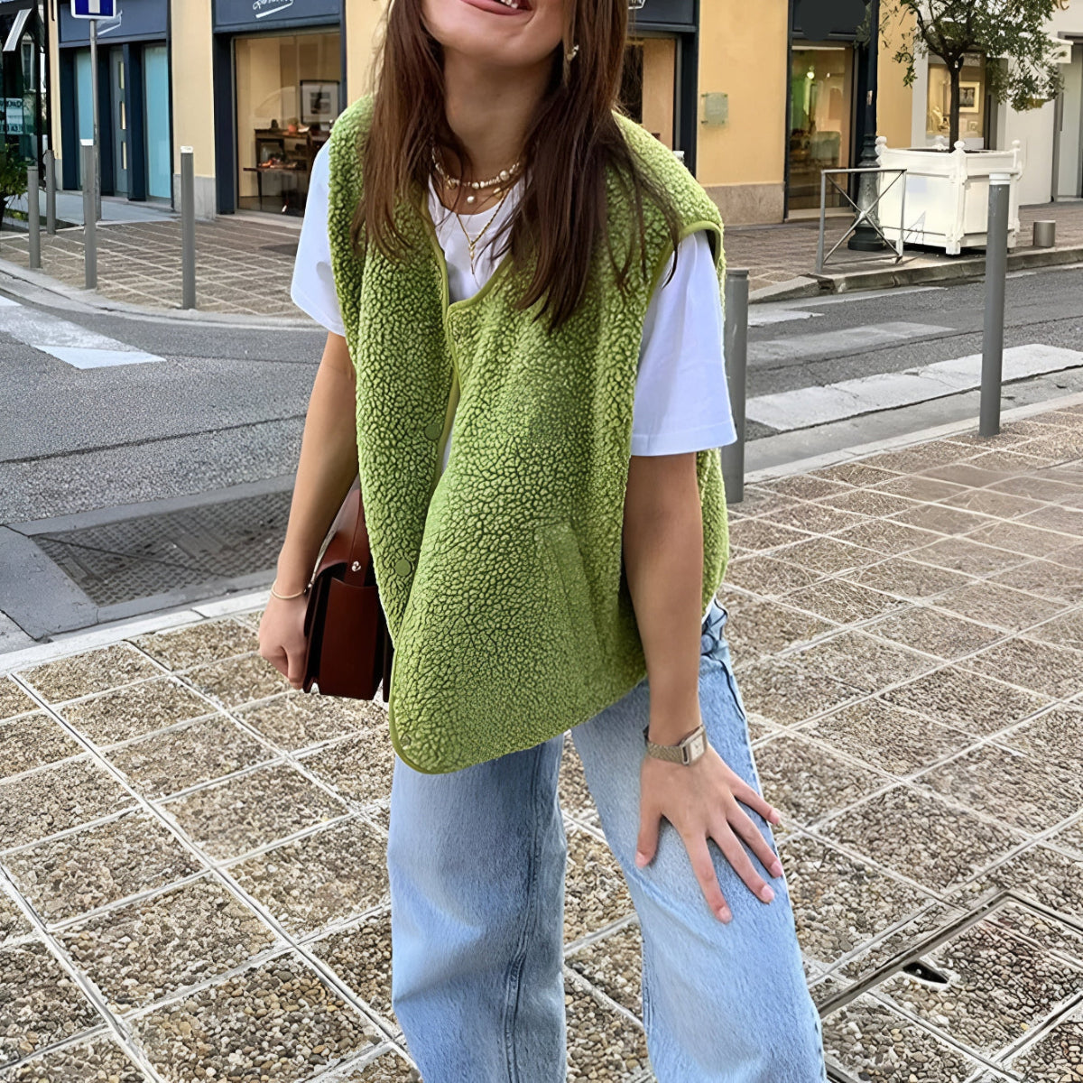 Damen Alltägliche Lässig Lammwollweste 7