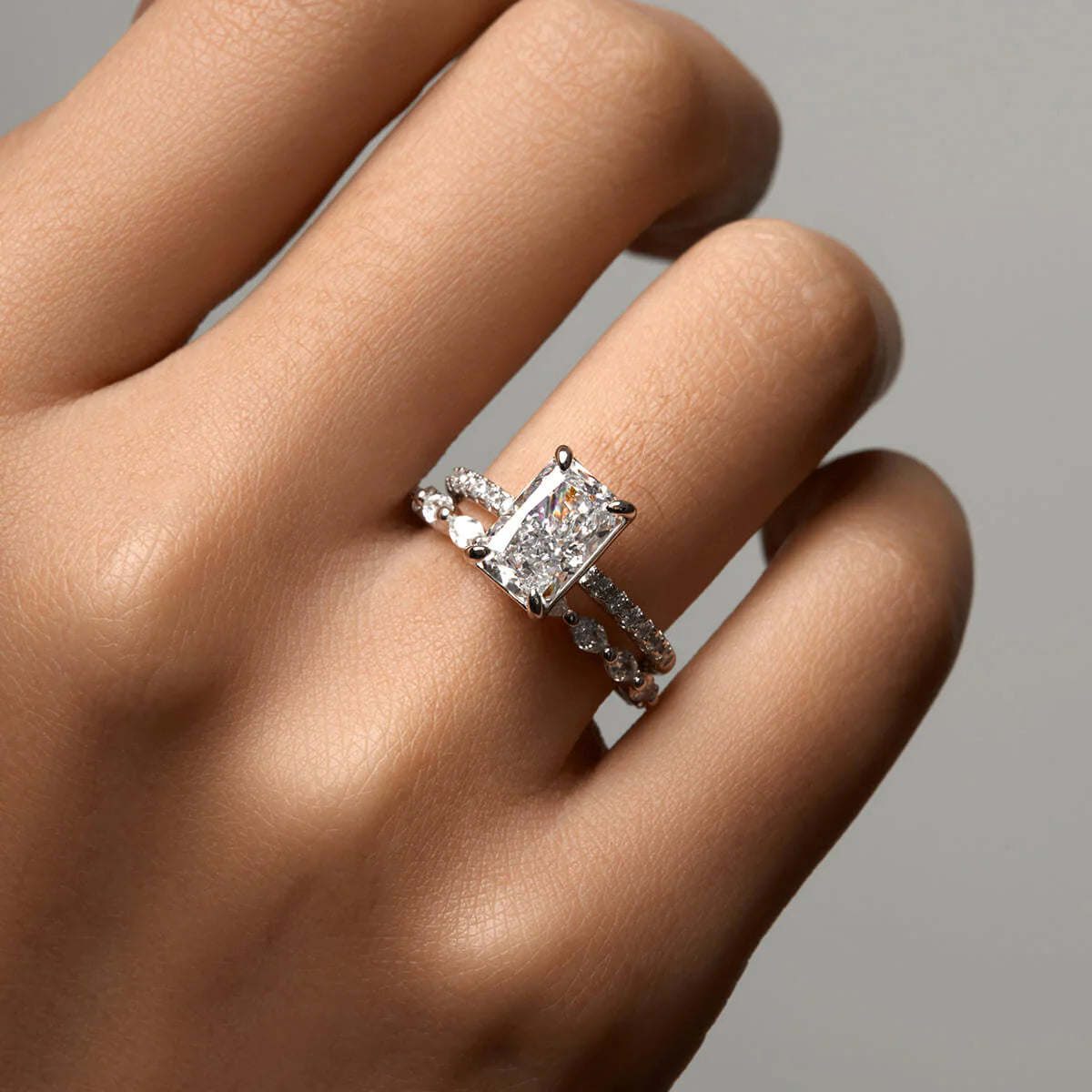 Damen Ehering Marquise Stein Eternity Band Platin 10