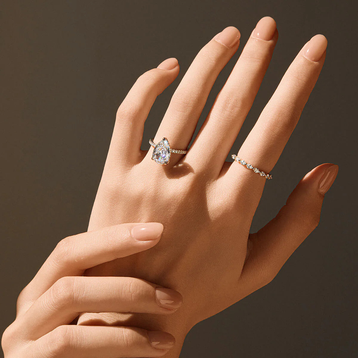 Damen Ehering Marquise Stein Eternity Band Platin 6