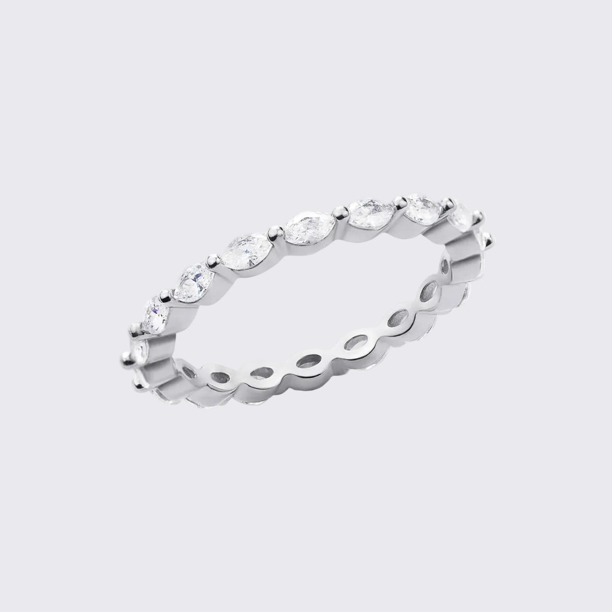 Damen Ehering Marquise Stein Eternity Band Platin 9