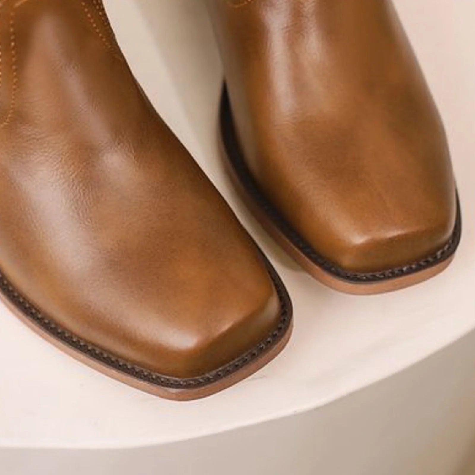 Damen Klassische Stiefel Blockabsatz Lederimita 4