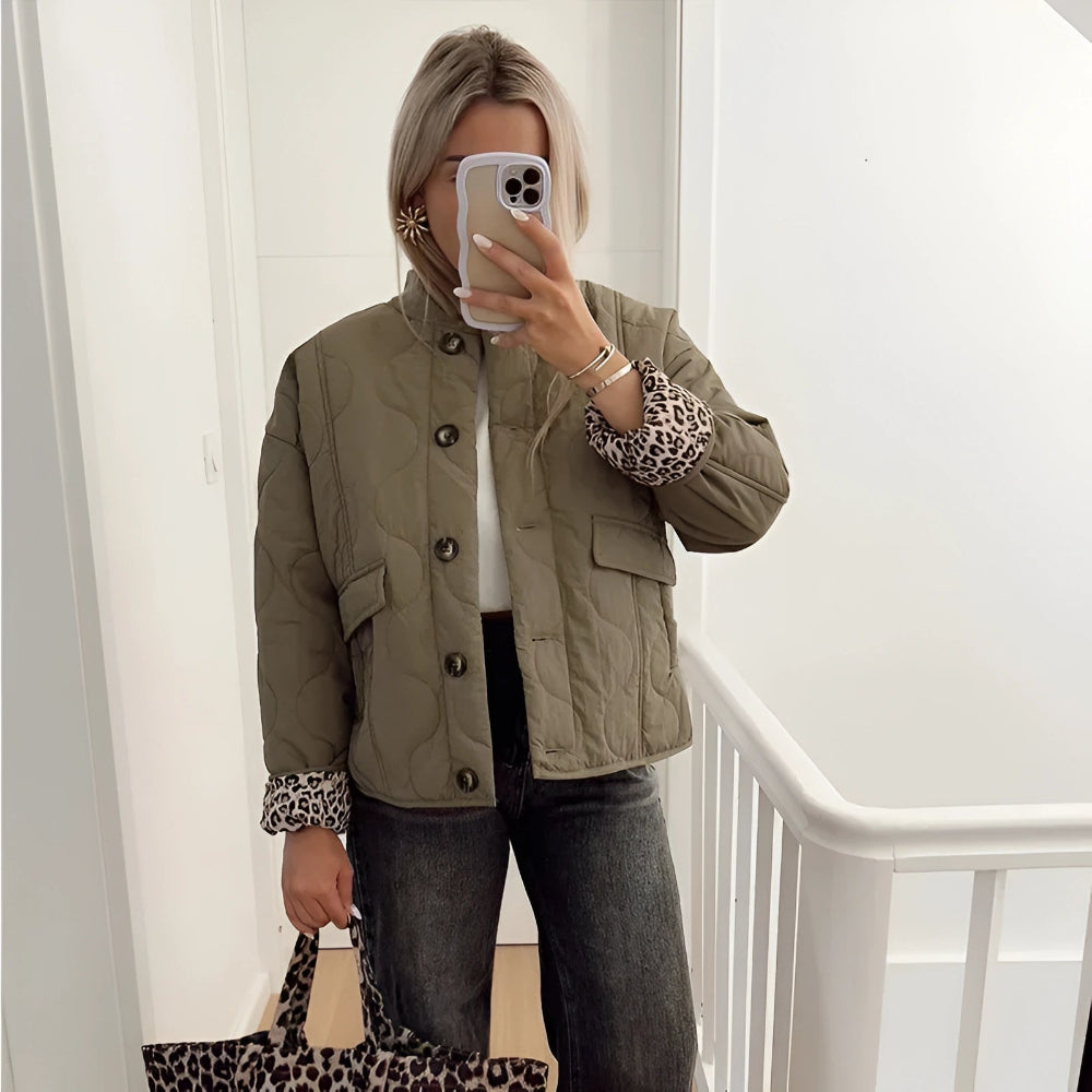 Damen Mantel Leopard Futter Chic Modern 6